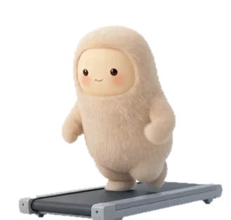Jolly, the Muse mascot, on a treadmill